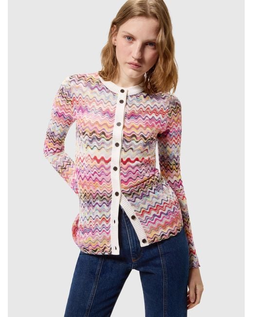 Missoni Pink Slim-Fit Crewneck Buttoned Cardigan