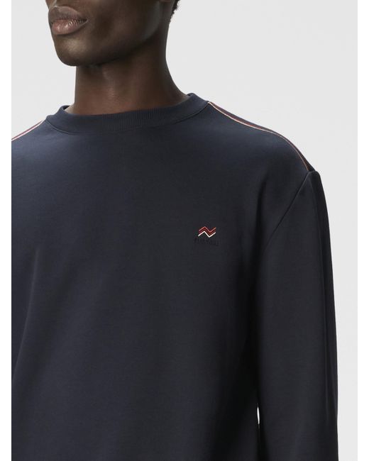 Missoni Blue Crew Neck Sweatshirt With Knit Embroidery And Logo for men