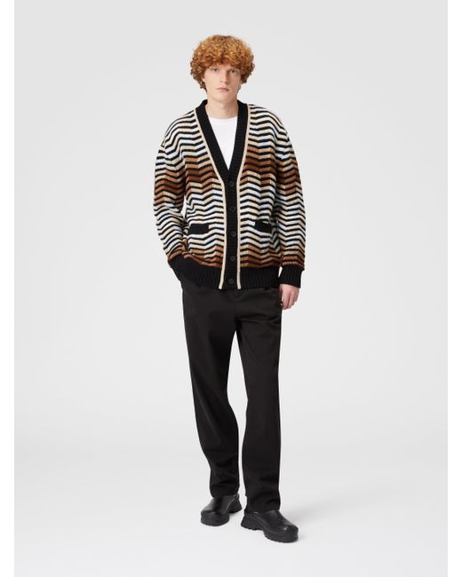 Missoni Woll-Cardigan Mit Makro-Zick-Zack Und Kontrastierender Paspel, Herren, Größe in White für Herren