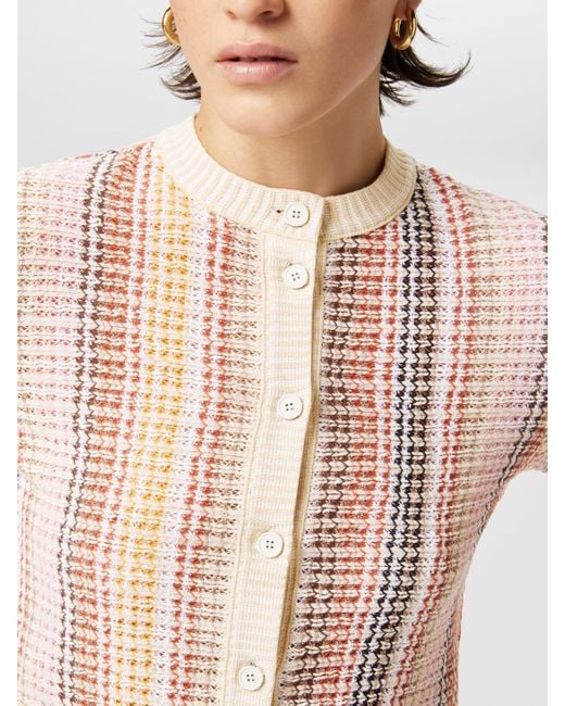 Cardigan À Col Rond En Coton Mélangé Motif Caperdoni, Femme, Taille Missoni en coloris Natural