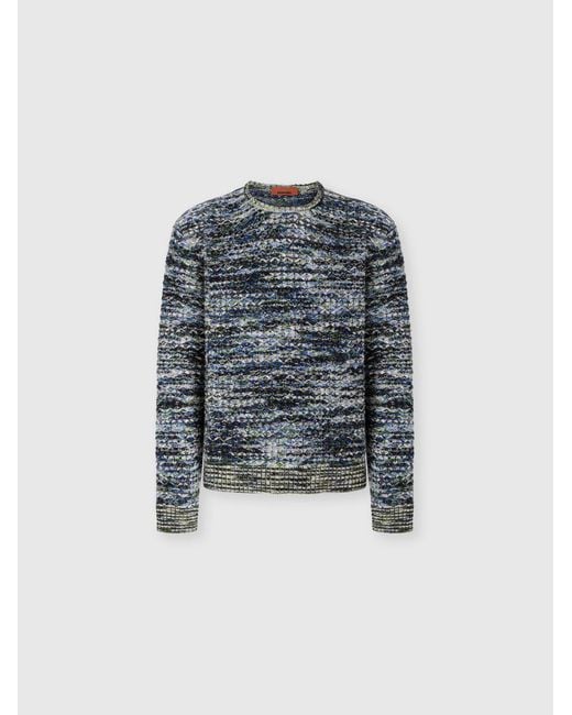 Missoni Blue Wool And Viscose Pullover With 3D Texture for men