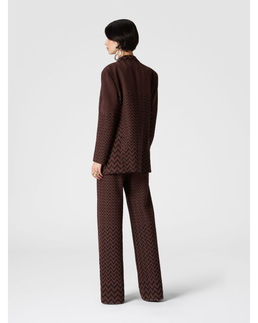 Missoni Brown Double-Breasted Zigzag Cotton And Viscose Blazer
