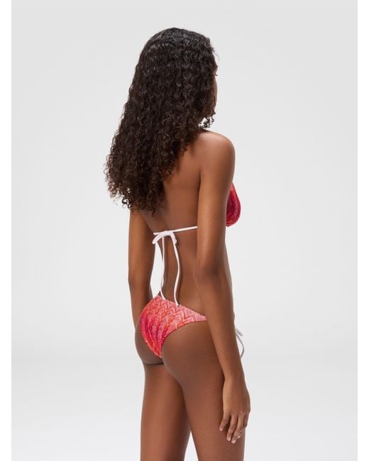 Missoni White Viscose And Lamé Chevron-Patterned Bikini