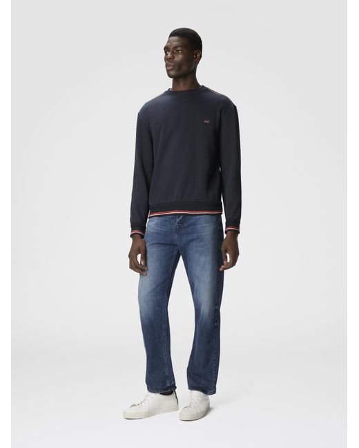 Missoni Blue Crew Neck Sweatshirt With Knit Embroidery And Logo for men