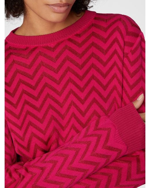 Missoni Pink Tone-On-Tone Chevron Crewneck Sweater
