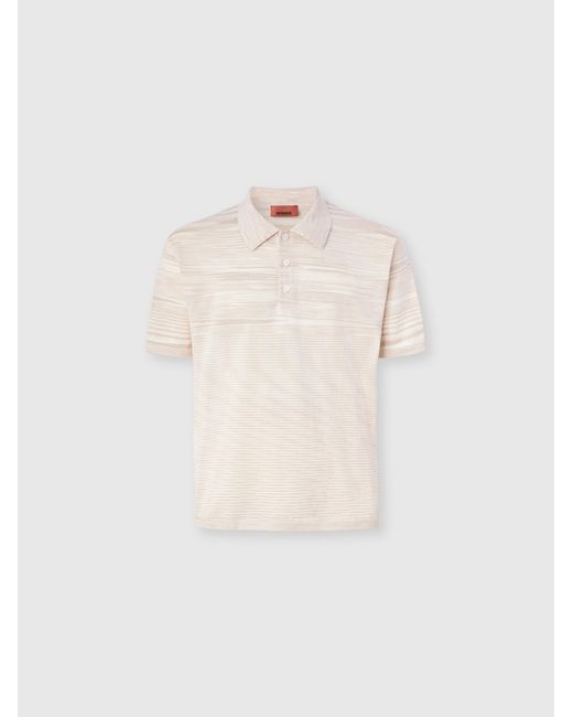 Missoni White Flamed Mercerized Cotton Polo Shirt for men