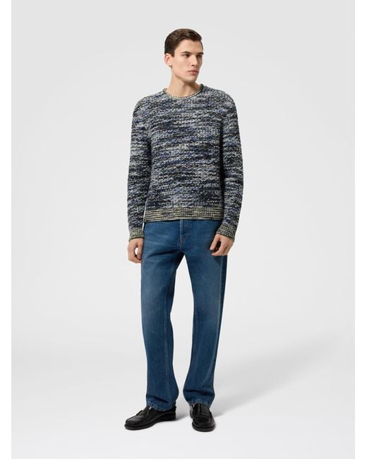 Missoni Blue Wool And Viscose Pullover With 3D Texture for men