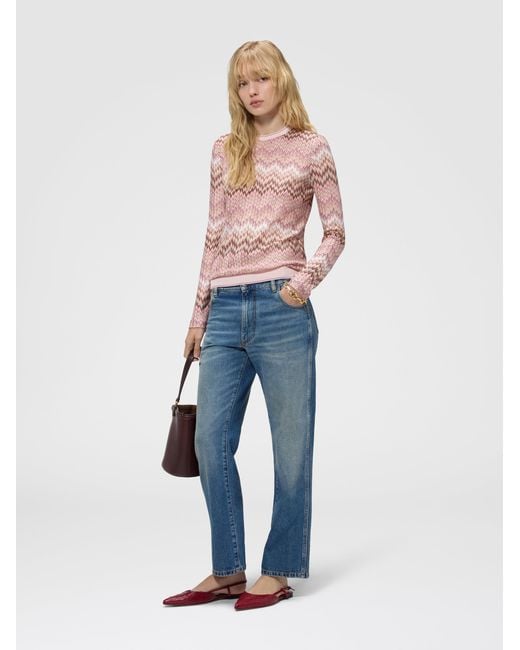 Missoni Pink Long-Sleeve Viscose Sweater With Snake Motif, & Multicoloured