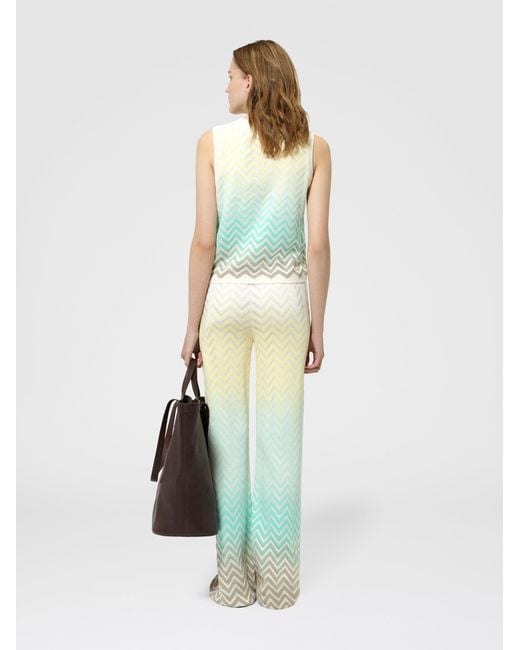 Missoni Blue Chevron Dégradé Cotton And Viscose Sleeveless Top