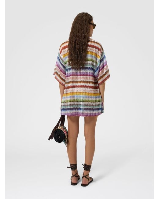 Missoni Gray Short Zig Zag Tulle Cover-Up Caftan