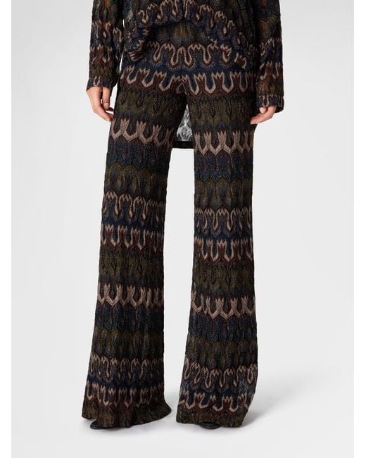 Missoni Black Viscose Lamé Trousers With Arabesque Motif