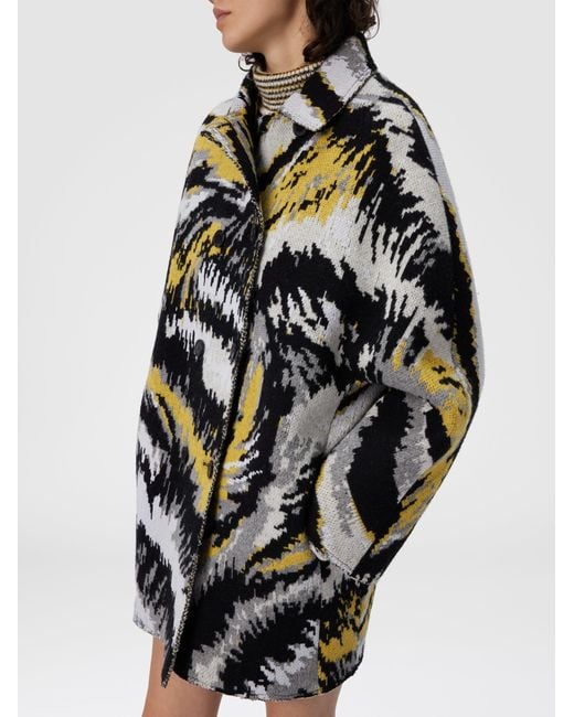 Missoni White Double-Breasted Caban With Tiger Pattern