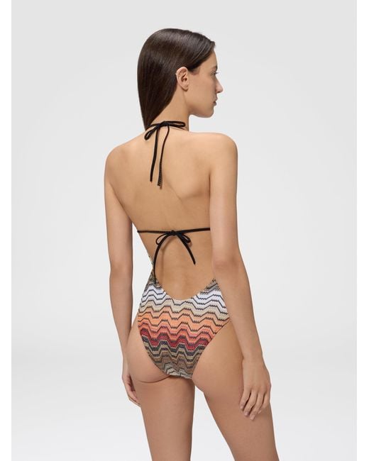 Missoni White One-Piece Swimsuit With Greek Motif