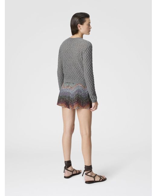 Missoni Gray Cashmere Cardigan With Lace Pattern