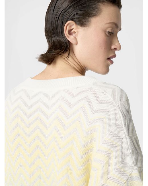 Missoni Blue Chevron Dégradé Cotton And Viscose V-Neck Sweater