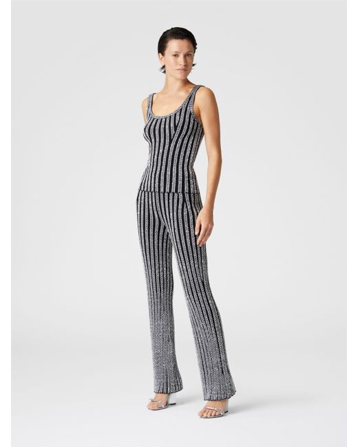 Missoni Multicolor Gerippte, Ausgestellte Zick-Zack-Hose Mit Pailletten, Damen, Größe