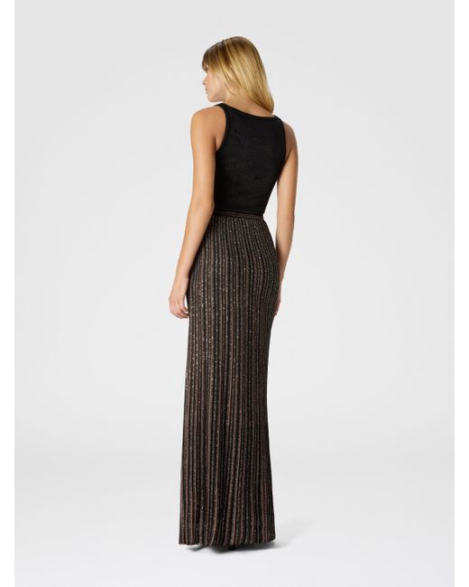 Missoni Brown Langer Rock Mit Lamé-Streifen, Damen, Schwarz & Braun, Größe