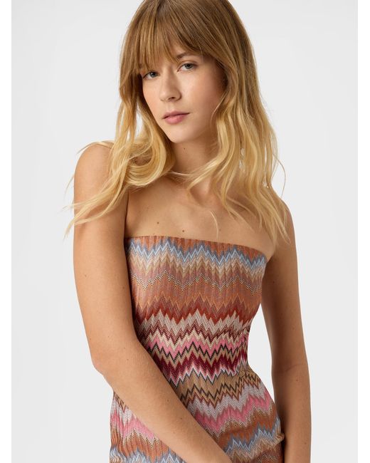 Missoni White Viscose Chevron Snake-Pattern Mini Dress