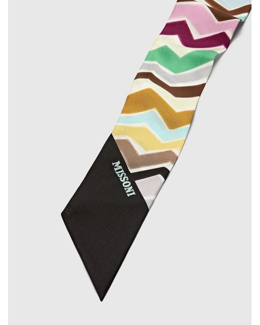 Missoni White Silk Scarf With Irregular Zig Zag Pattern