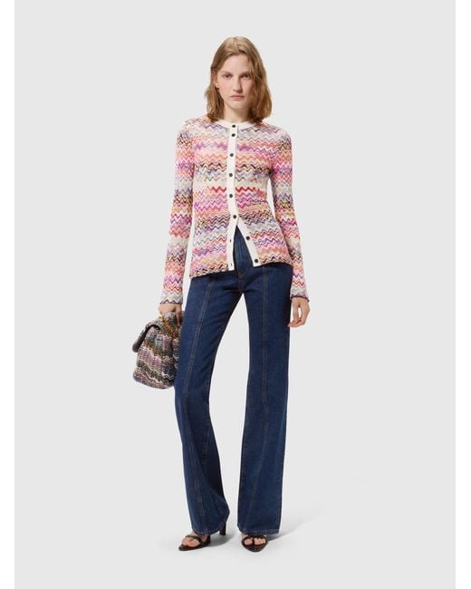 Missoni Pink Slim-Fit Crewneck Buttoned Cardigan