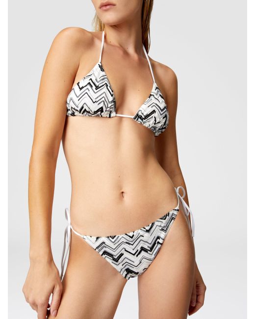 Missoni White Slub Zickzack-Bikini Aus Viskosemischung, Damen, Größe