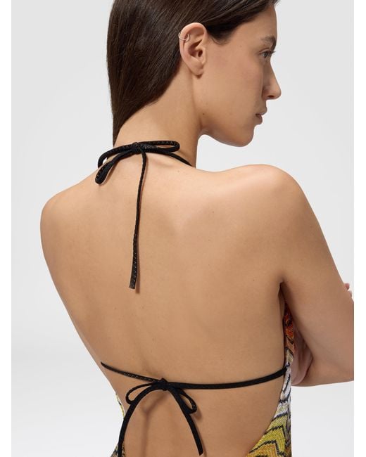 Missoni White One-Piece Swimsuit With Greek Motif