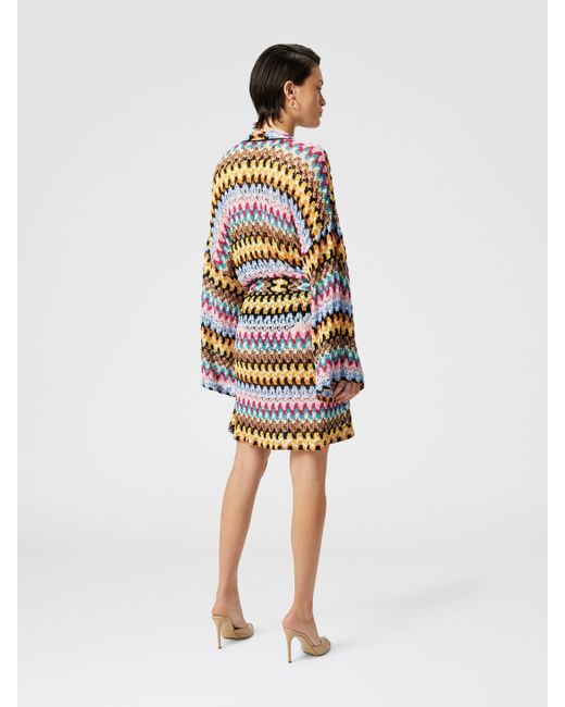 Cache-Kimono En Dentelle De Viscose Lamée Avec Ceinture, Femme, Taille Missoni en coloris White