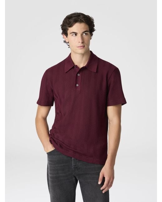 Missoni Poloshirt Aus Baumwolle Und Viskose Mit Ton-In-Ton-Zickzack, Herren, Größe in Purple für Herren