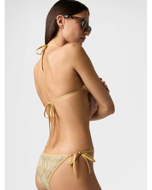 Missoni White Zigzag Mesh Trikini With Sequins