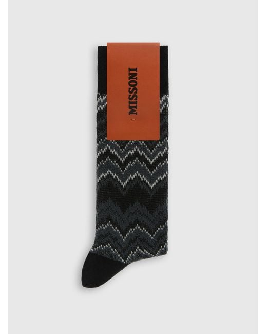 Missoni Black Mountain Motif Ankle Socks for men