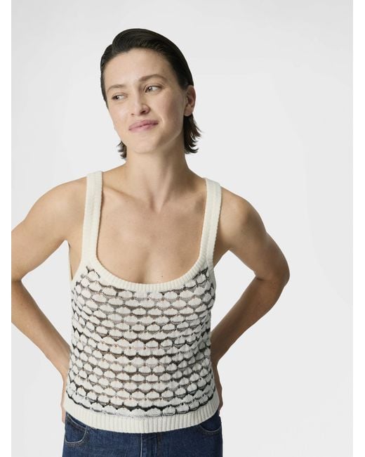 Missoni White Cashmere And Viscose Tank Top With Contrast Trim