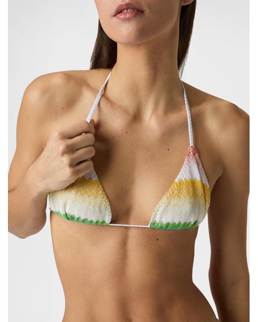Missoni White Triangle Bikini With Dégradé Zig Zag Motif