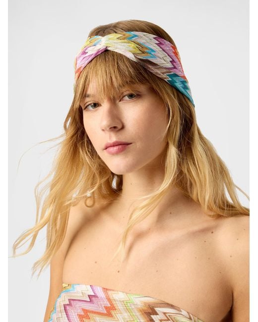 Missoni White Hair Band With Zig Zag Motif