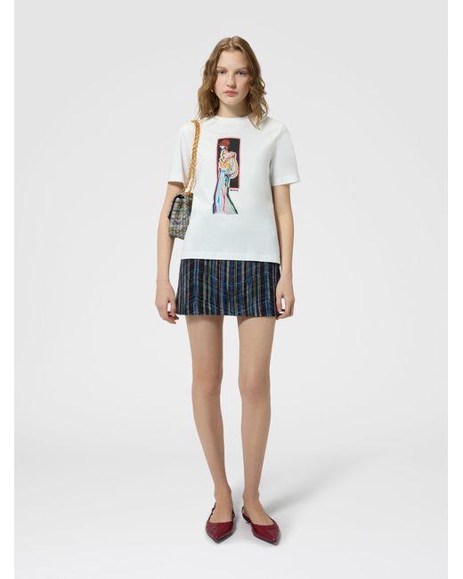 Missoni Blue Printed Cotton Jersey Crewneck T-Shirt