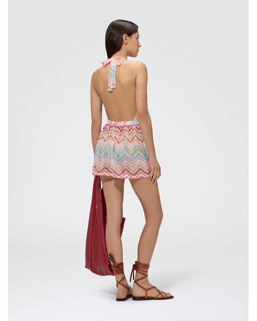 Missoni Pink Short Zig Zag Printed Cover-Up Jumpsuit