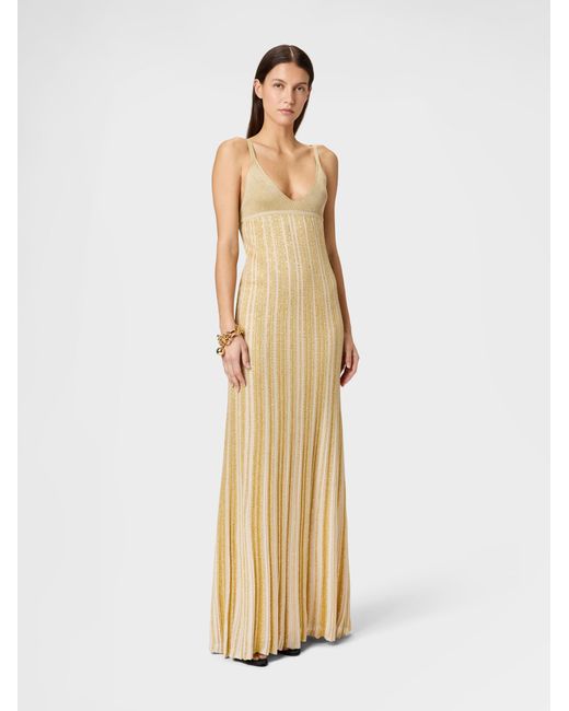 Missoni Metallic Sleeveless Mixed Viscose Lamé Gown With Sequins
