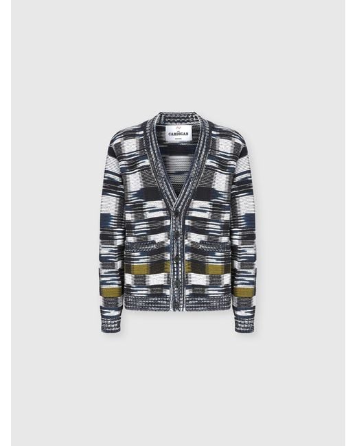 Missoni White Cotton-Blend Cardigan With Check Pattern for men