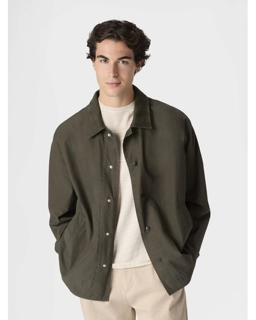 Missoni Green Cotton Canvas Overshirt With Zigzag Collar Detail for men