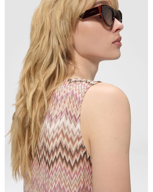 Missoni Pink Sleeveless Viscose Top With Snake Motif, & Multicoloured
