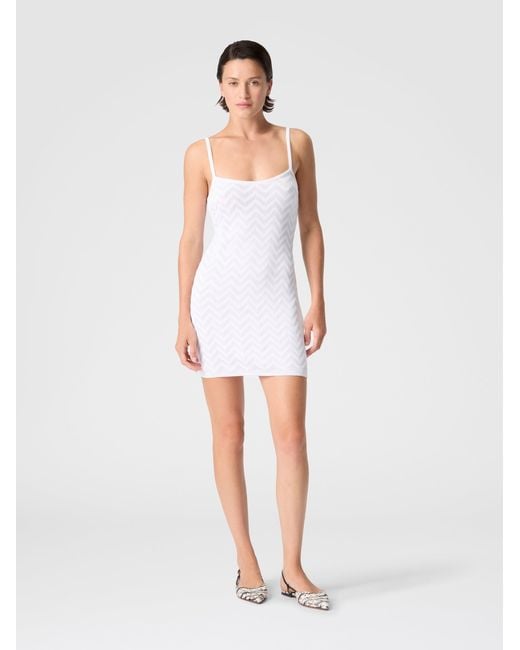 Missoni White Chevron Cotton And Viscose Mini Dress
