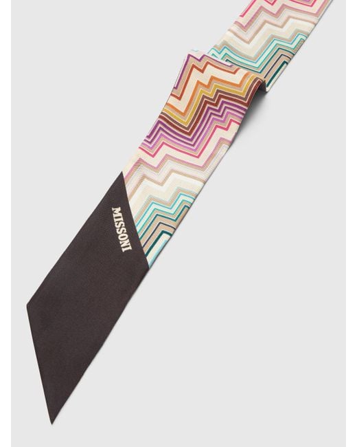 Missoni White Pocket Square Scarf With Zigzag Pattern
