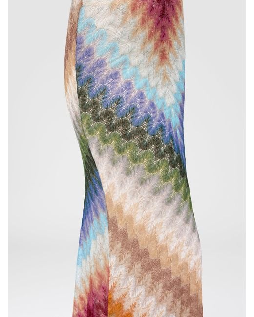 Missoni Blue Long Viscose Skirt With Lace Motif