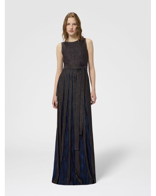 Missoni Blue Long Viscose Lamé Dress With Belt
