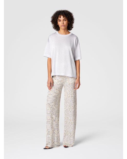 Pull Oversize À Col Rond En Viscose Lamée Avec Manches Pierre À Aiguiser, Femme, Taille Missoni en coloris White