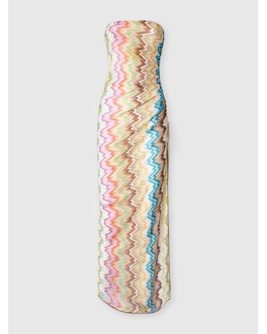 Missoni White Long Cover-Up With Irregular Zig Zag Print