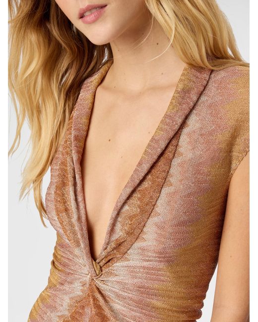 Missoni Natural Viscose Lamé Snake-Pattern Gown With Tie Neckline