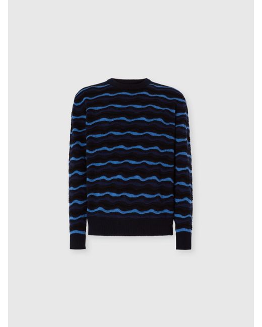 Missoni Blue Short Sleeve Polo With Geometric Zigzag Pattern for men