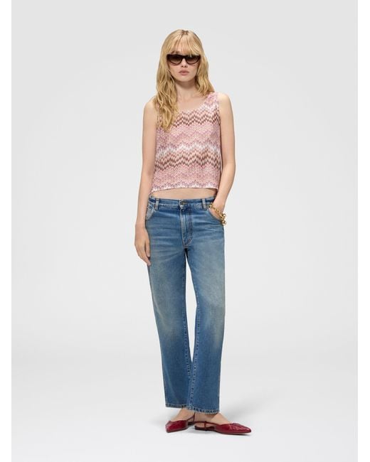 Missoni Pink Sleeveless Viscose Top With Snake Motif, & Multicoloured