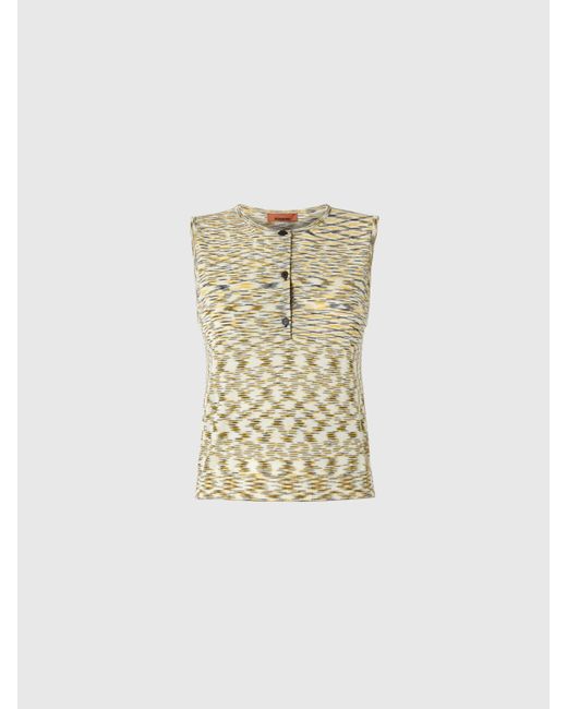 Missoni White Buttoned Vest With Flame Pattern