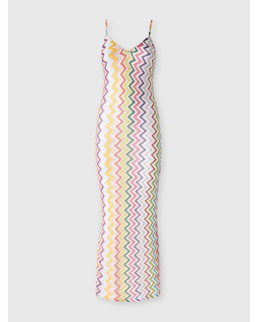 Missoni White Langes Strandkleid Mit Offenem Rücken, Damen, Größe